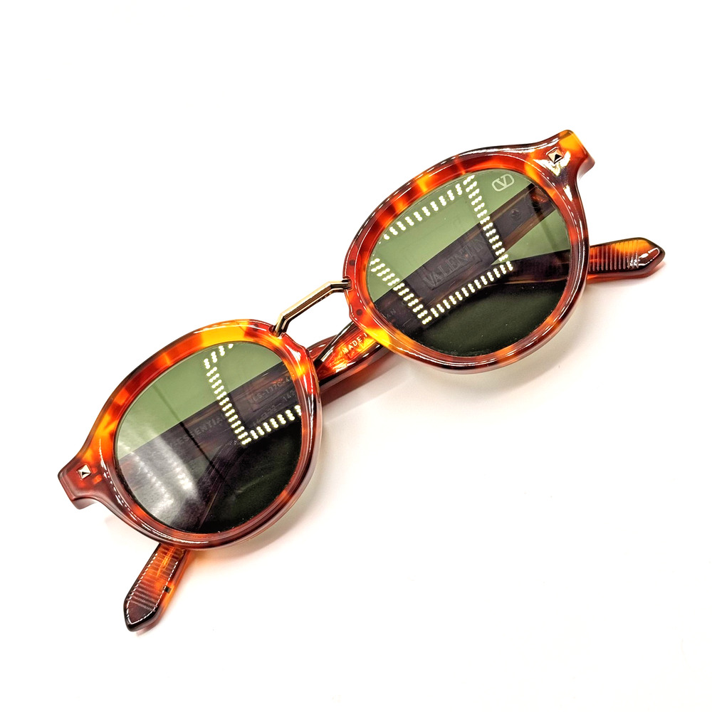Valentino Sunglasses V-ESSENTIAL IV VLS-132C Tortoise Round Frame Green Lens
